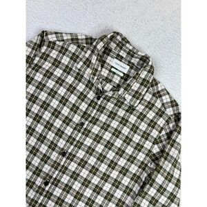 Oliver Spencer Shirt Mens Medium Green White Organic Cotton Plaid Button Up